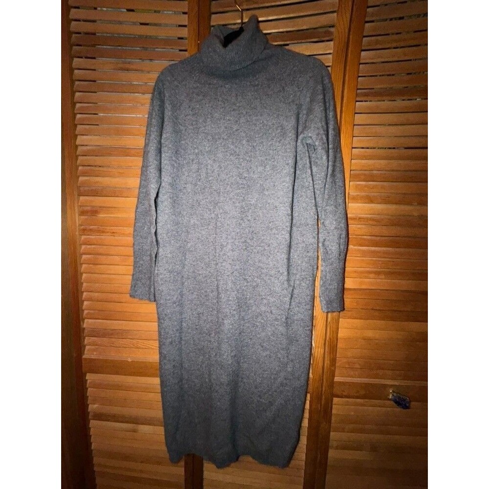 Celtic & Co. Women's Sweater Dress Dark Gray Size L Long Sleeve 100% Lambswool